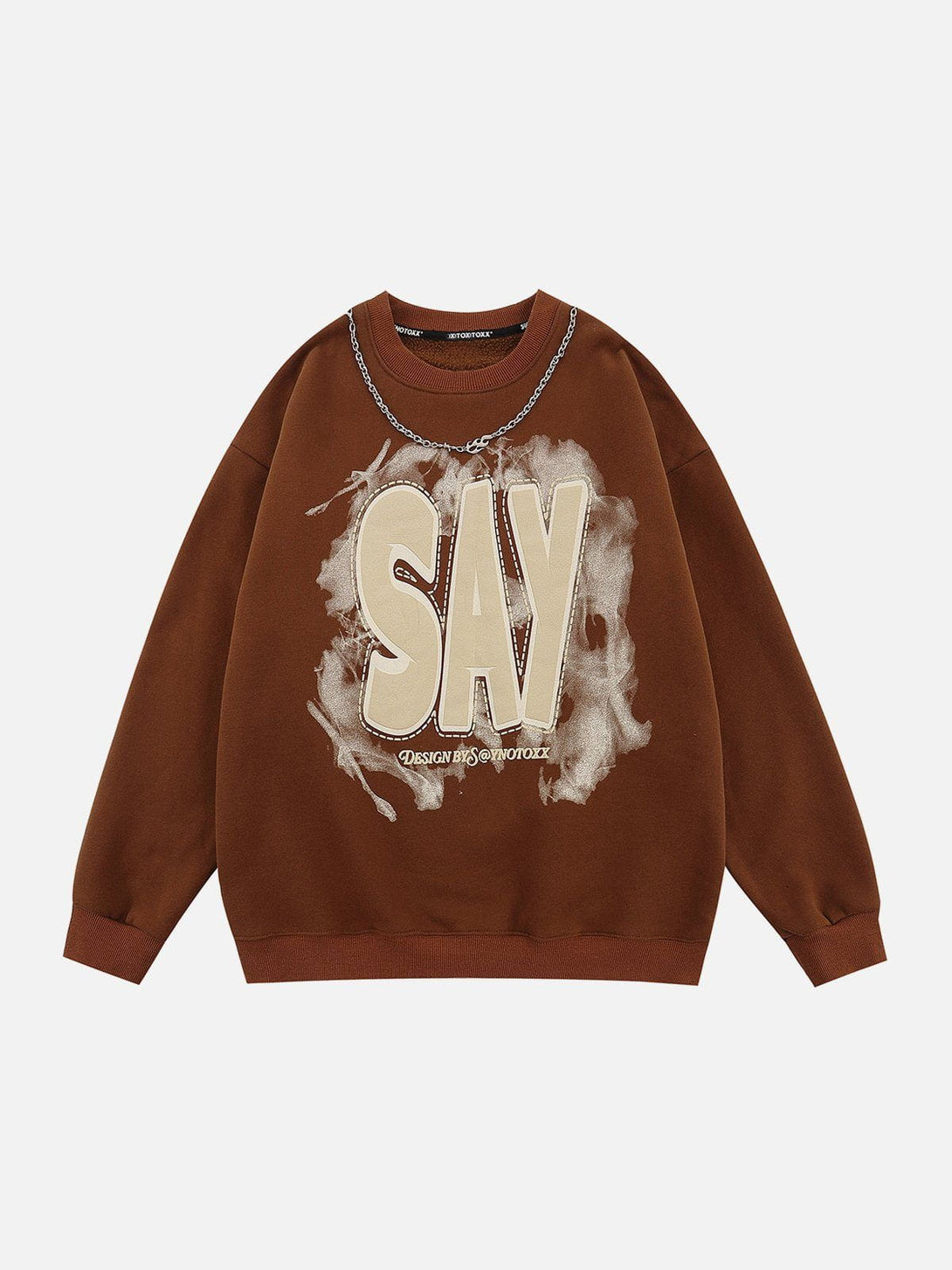 Evapacs - SAY Print Chain Sweatshirt- Streetwear Fashion - evapacs.com