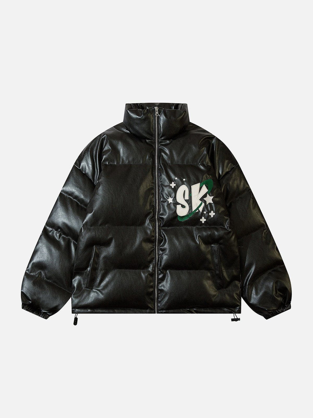 Evapacs - SK Letter Embroidery PU Winter Coat- Streetwear Fashion - evapacs.com