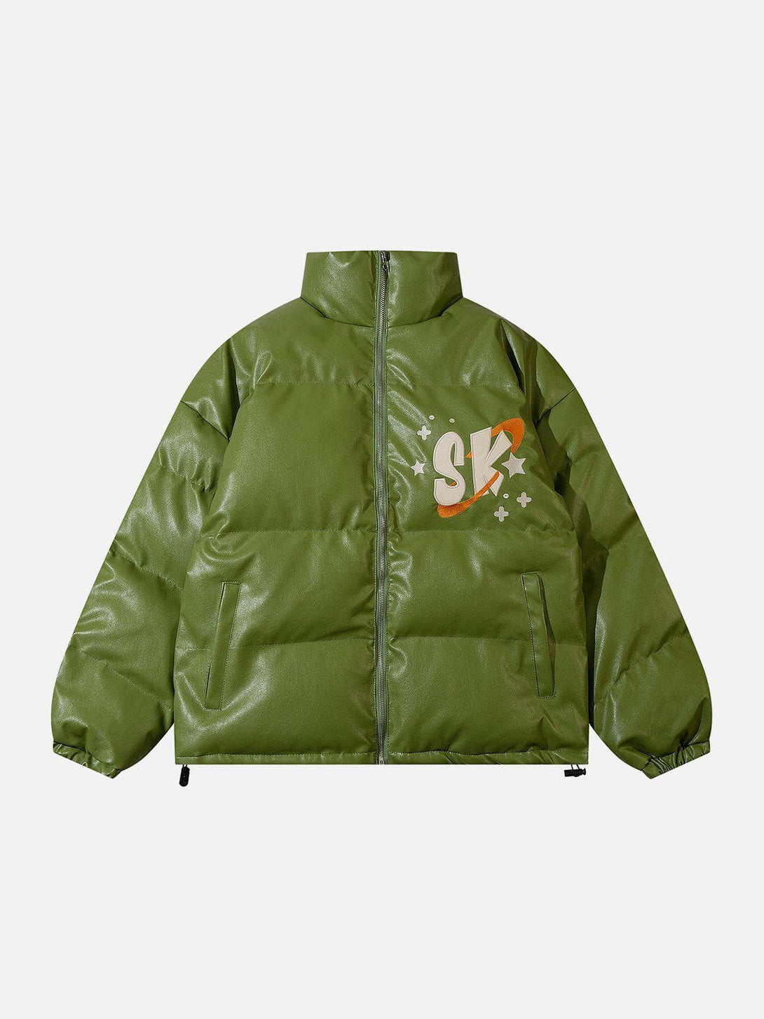 Evapacs - SK Letter Embroidery PU Winter Coat- Streetwear Fashion - evapacs.com