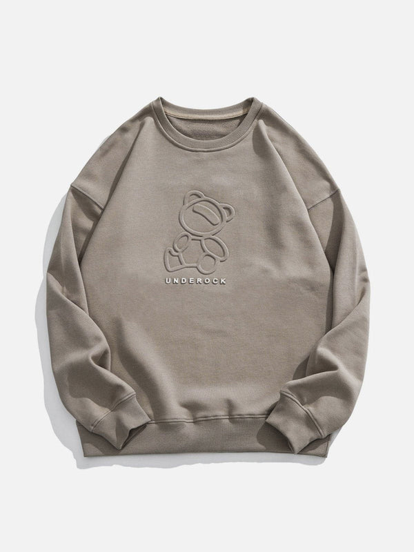 Evapacs - Simple Embossed Bear Sweatshirt- Streetwear Fashion - evapacs.com