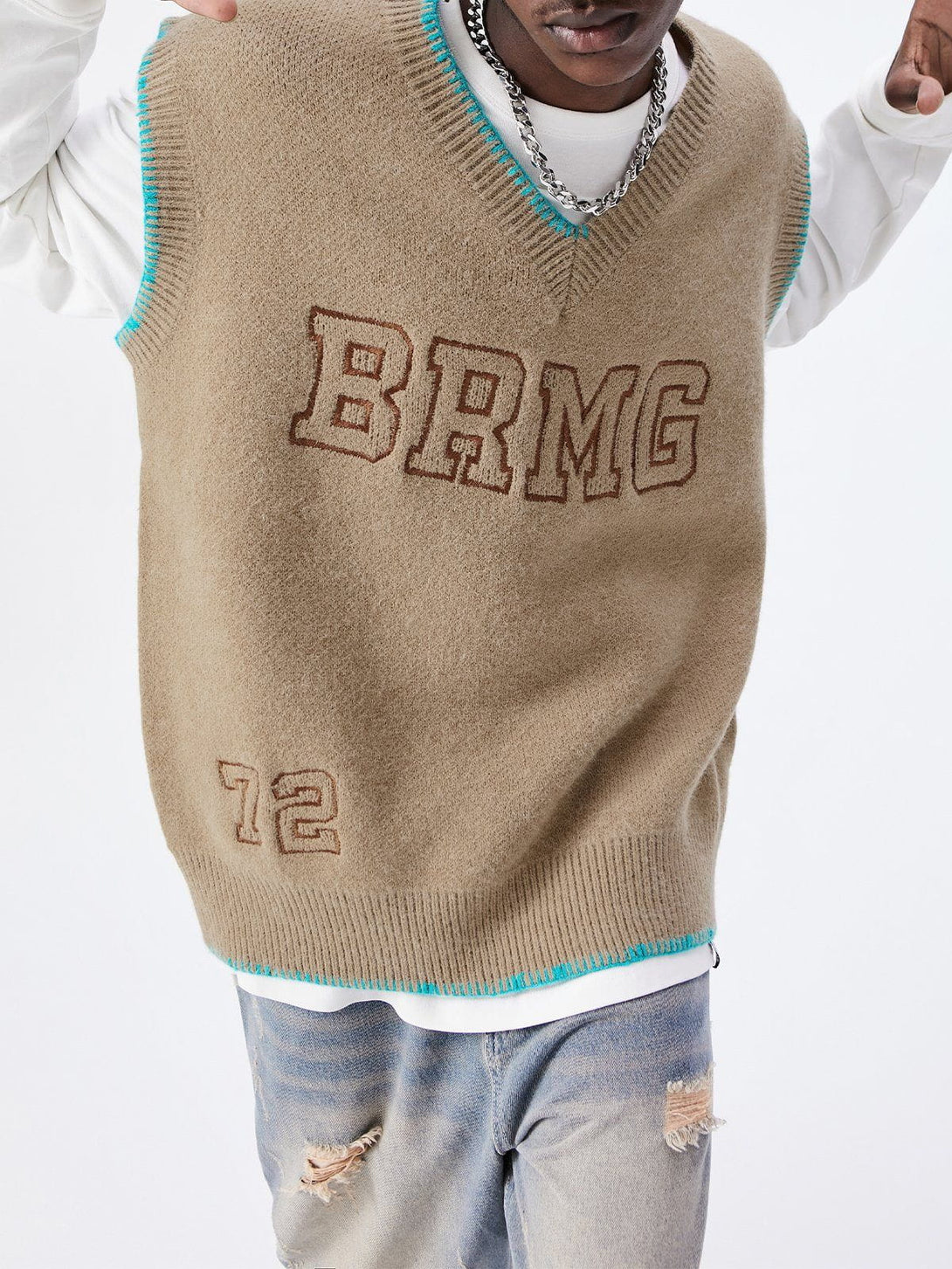 Evapacs - Simple Embroidered Letters Sweater Vest- Streetwear Fashion - evapacs.com