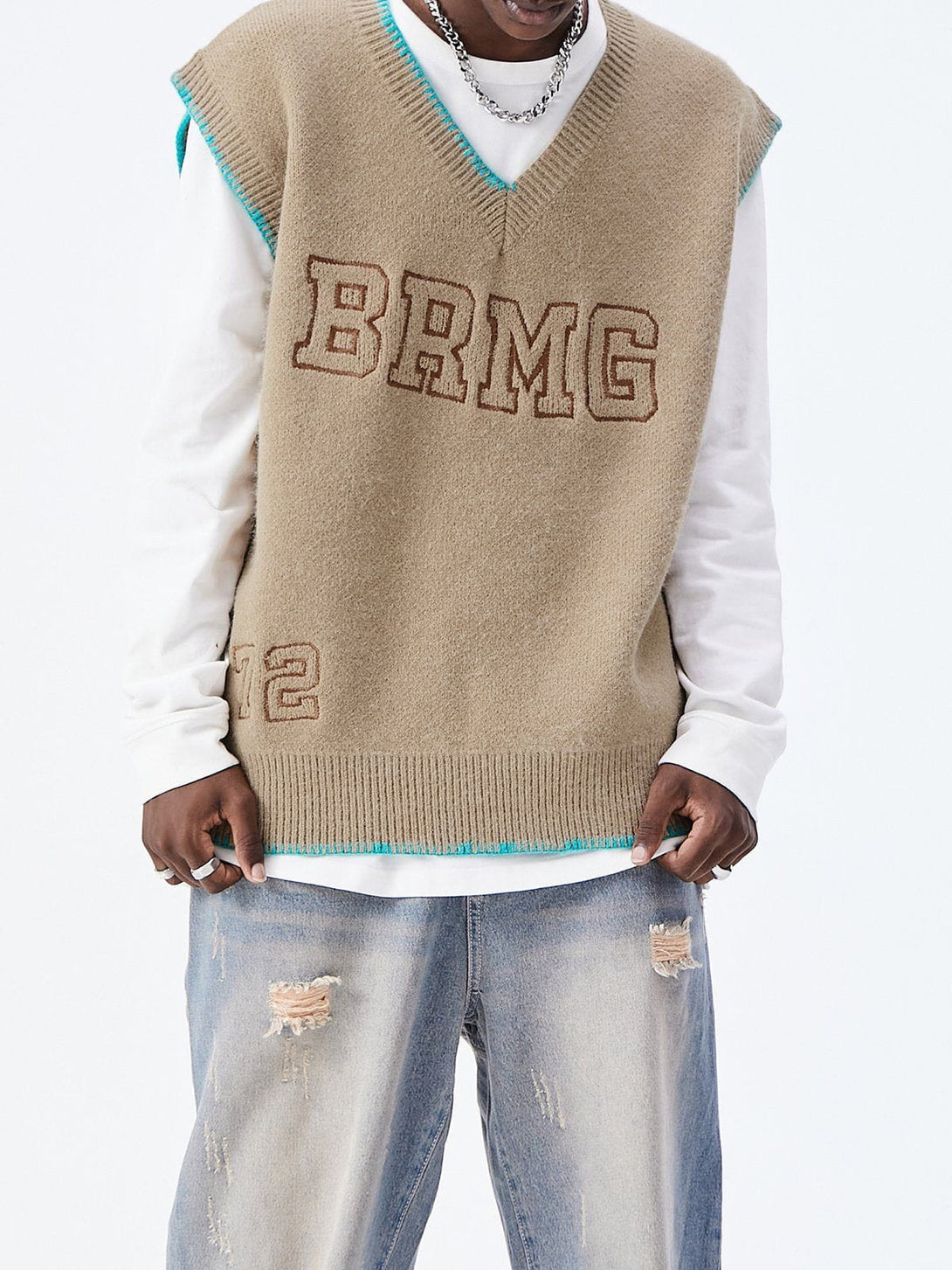 Evapacs - Simple Embroidered Letters Sweater Vest- Streetwear Fashion - evapacs.com