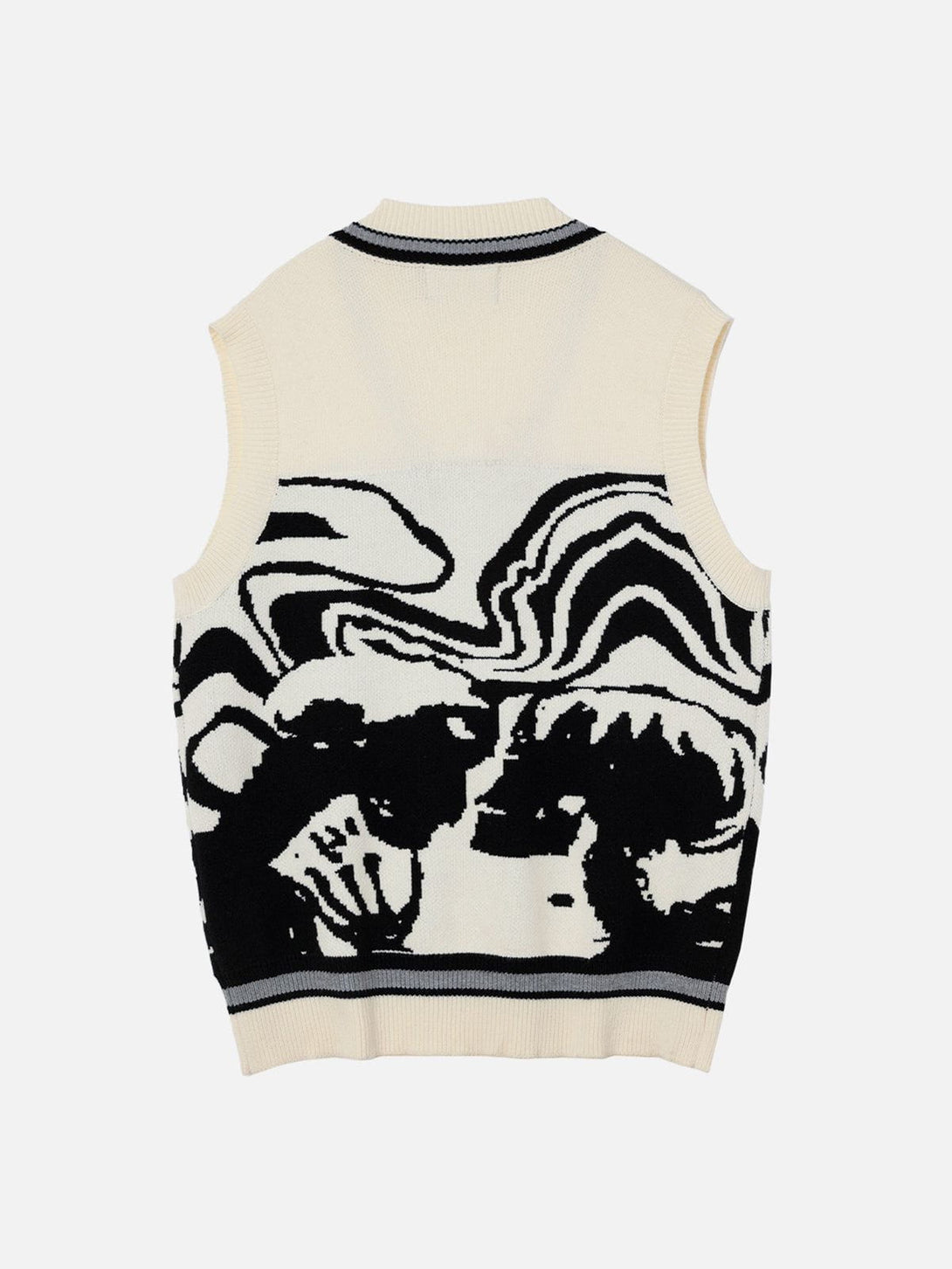 Evapacs - Skeleton Portrait Graphic Sweater Vest- Streetwear Fashion - evapacs.com