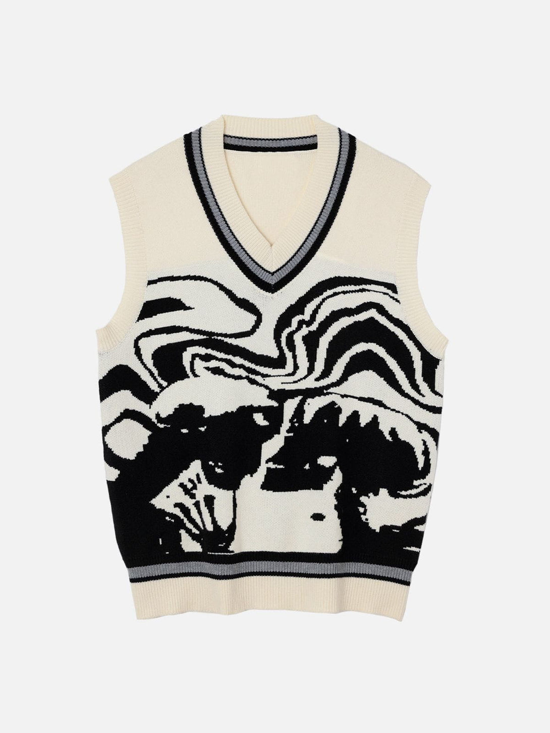 Evapacs - Skeleton Portrait Graphic Sweater Vest- Streetwear Fashion - evapacs.com