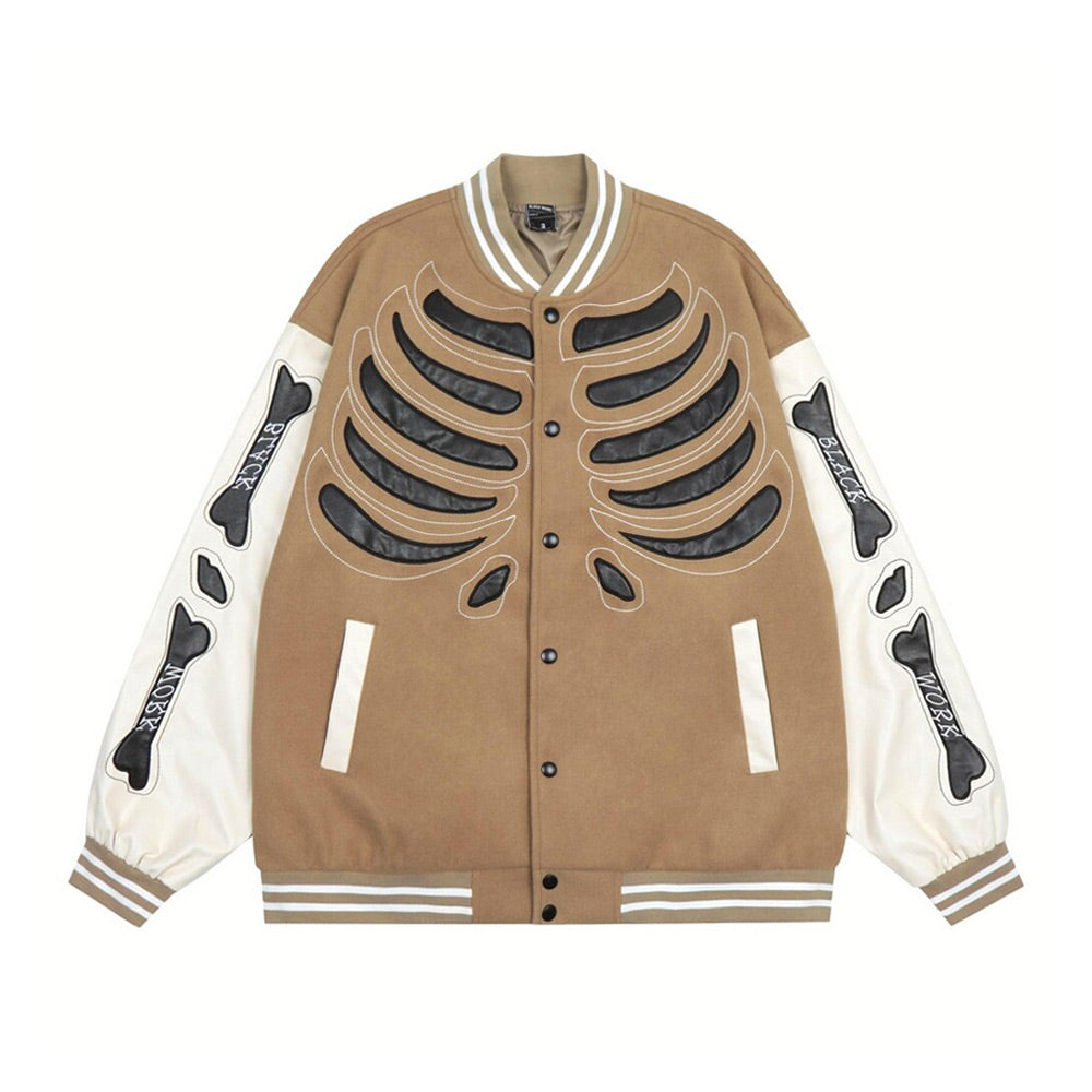 Evapacs - Skeleton Varsity Jacket- Streetwear Fashion - evapacs.com