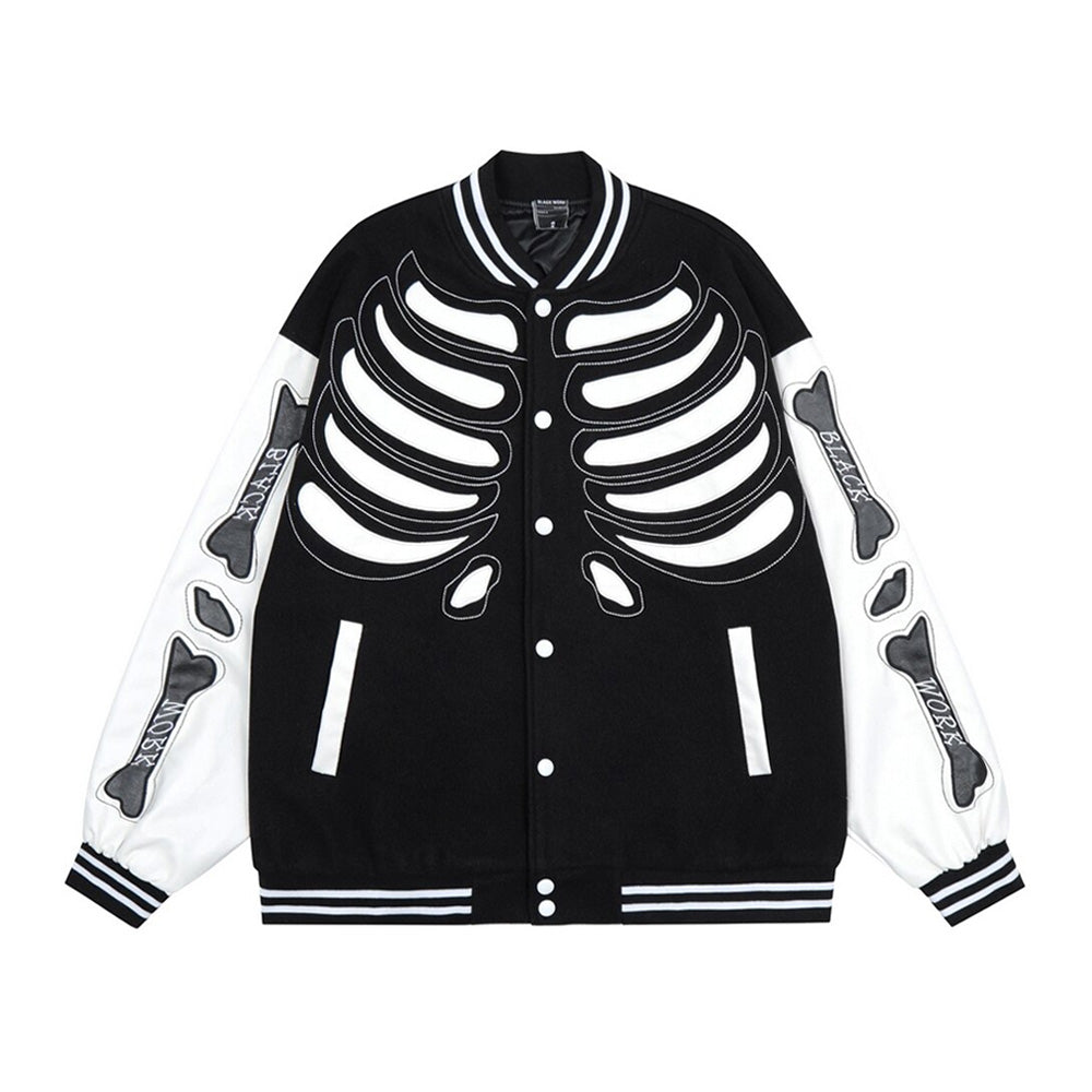 Evapacs - Skeleton Varsity Jacket- Streetwear Fashion - evapacs.com