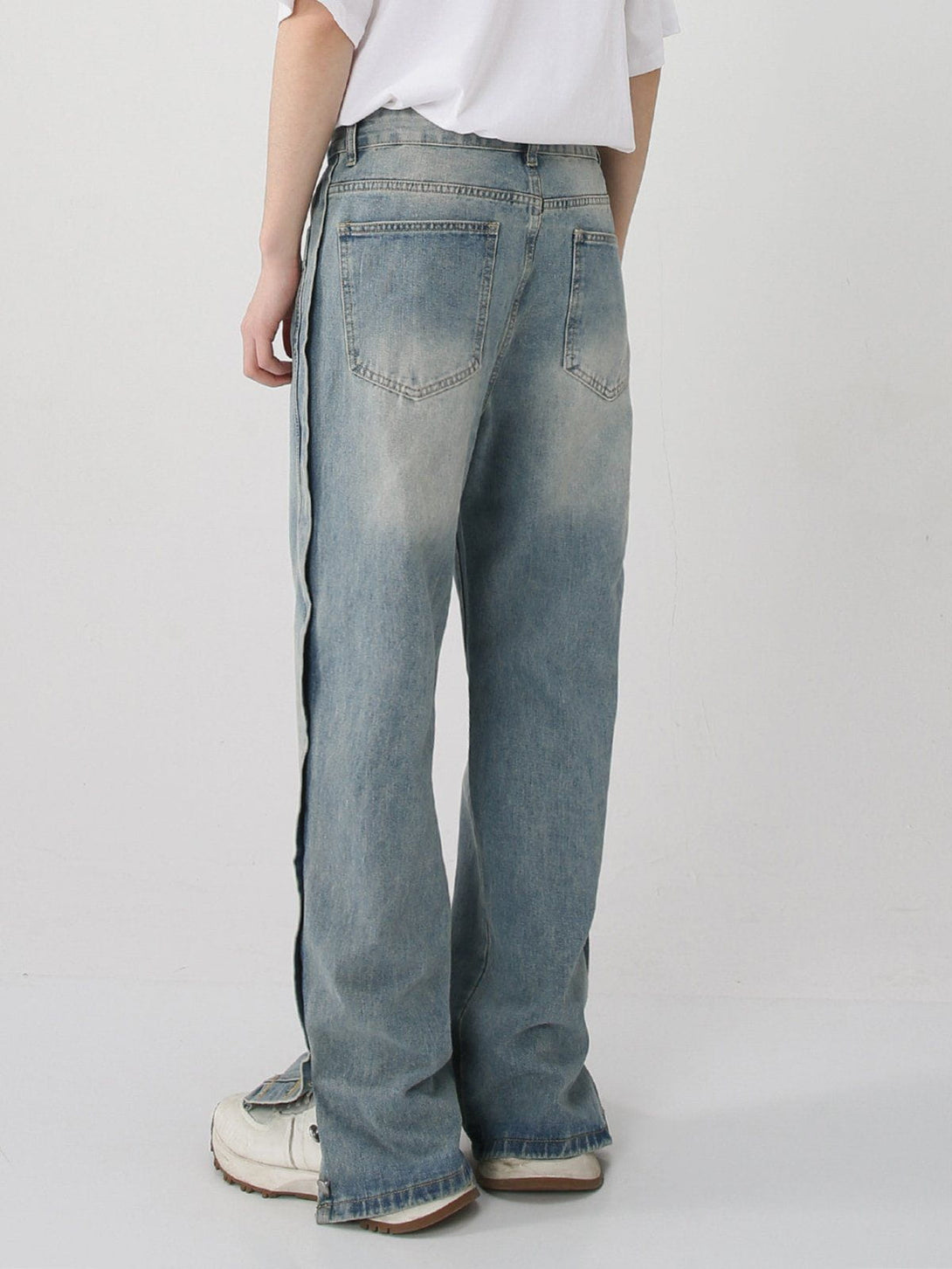 Evapacs - Slightly Flared Split Jeans- Streetwear Fashion - evapacs.com