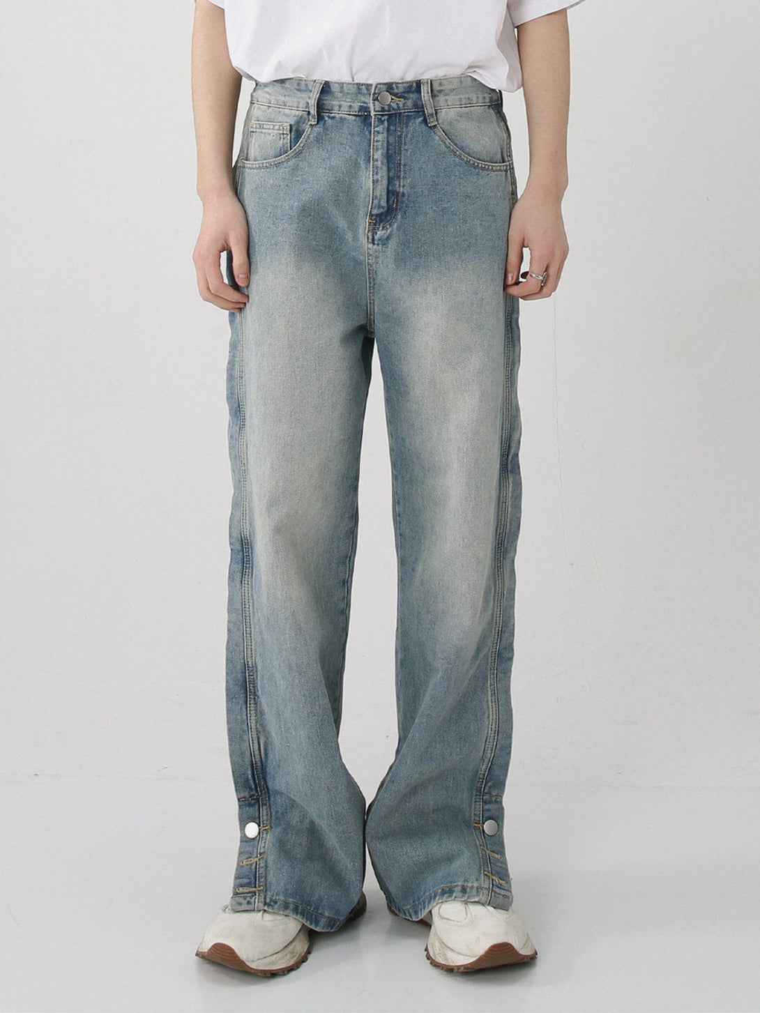 Evapacs - Slightly Flared Split Jeans- Streetwear Fashion - evapacs.com