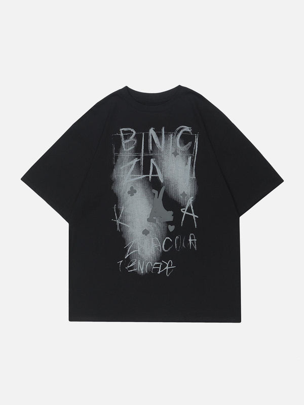 Evapacs - Smudge Letter Print Tee- Streetwear Fashion - evapacs.com