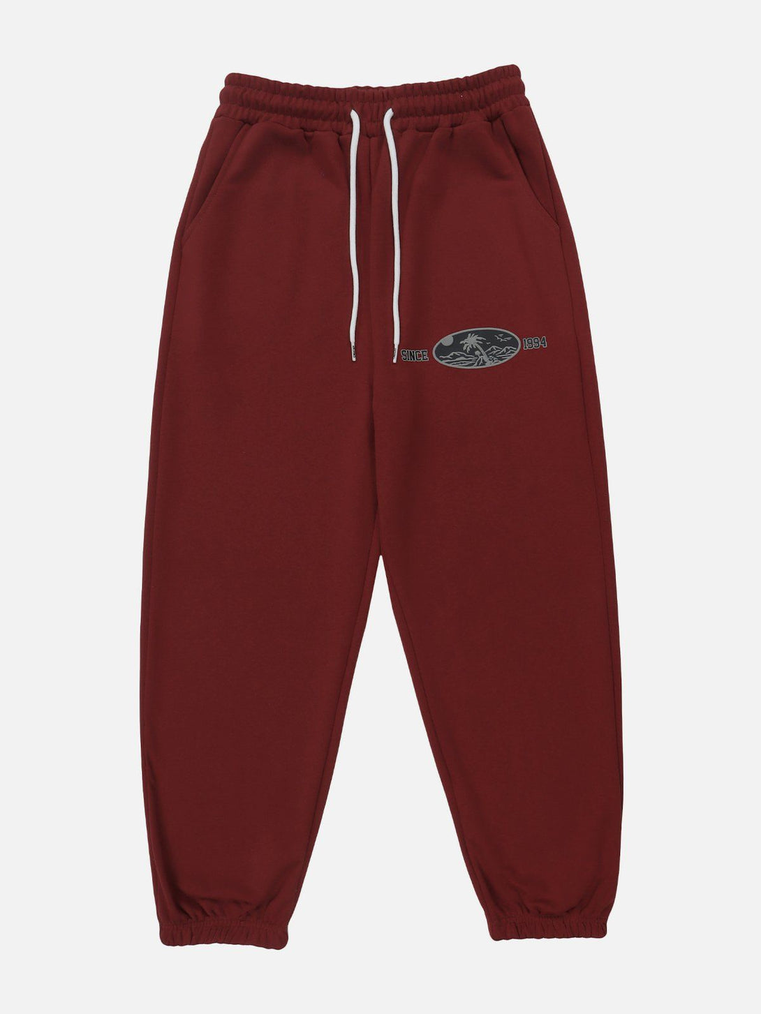 Evapacs - Solid Color Beach Print Sweatpants- Streetwear Fashion - evapacs.com