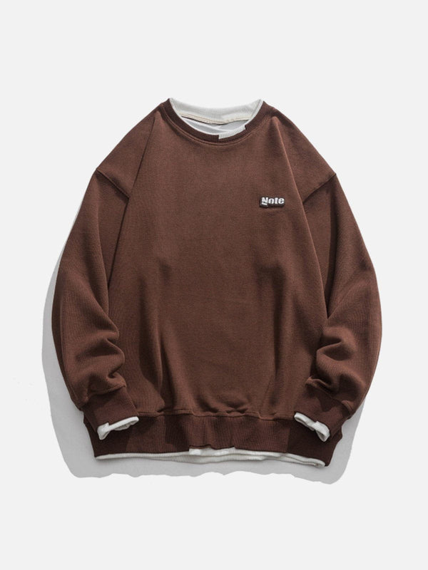 Evapacs - Solid Color Fake Two Sweatshirt- Streetwear Fashion - evapacs.com