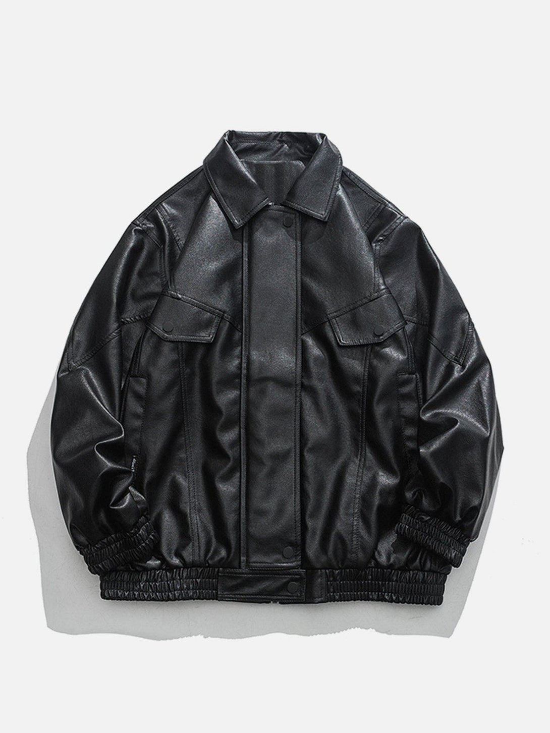 Evapacs - Solid Color PU Jacket- Streetwear Fashion - evapacs.com