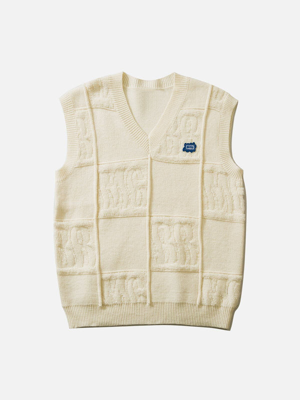 Evapacs - Solid Color Plaid Sweater Vest- Streetwear Fashion - evapacs.com