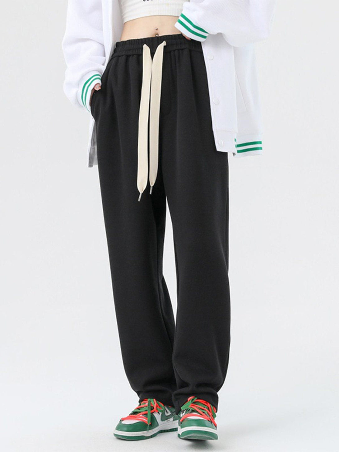 Evapacs - Solid Color Slack Drawstring Pants- Streetwear Fashion - evapacs.com