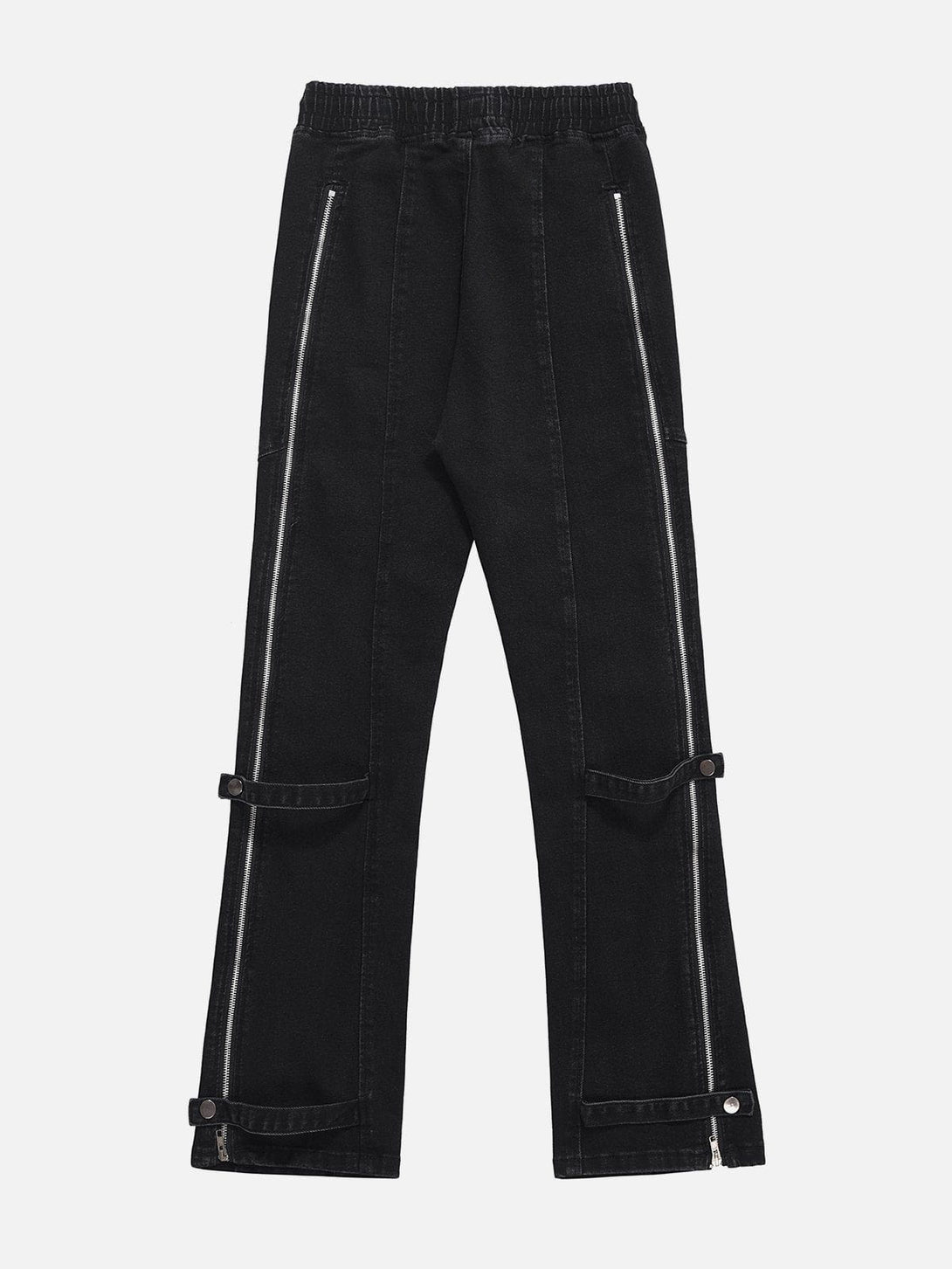 Evapacs - Solid Color Zipper Design Drawstring Jeans- Streetwear Fashion - evapacs.com