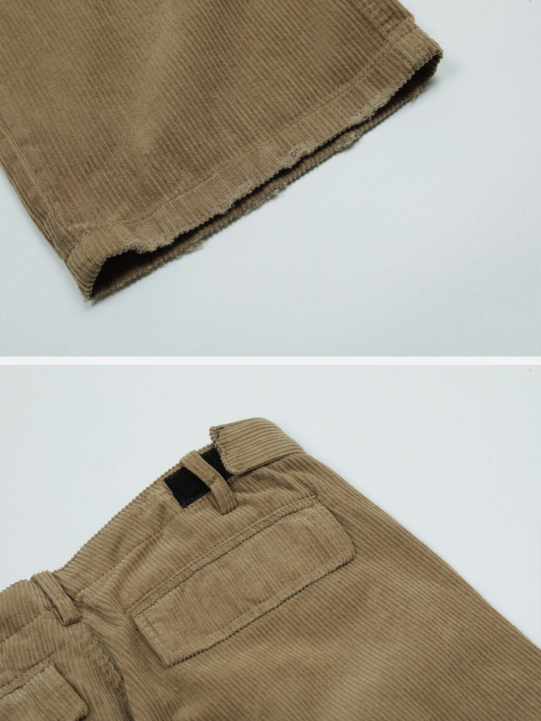 Evapacs - Solid Corduroy Multi Pocket Cargo Pants- Streetwear Fashion - evapacs.com