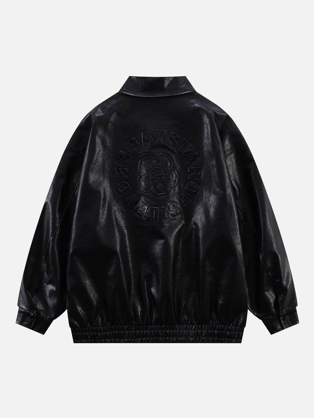 Evapacs - Solid Embossed Print Leather Jacket- Streetwear Fashion - evapacs.com