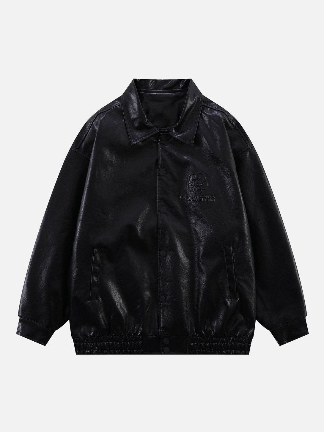 Evapacs - Solid Embossed Print Leather Jacket- Streetwear Fashion - evapacs.com