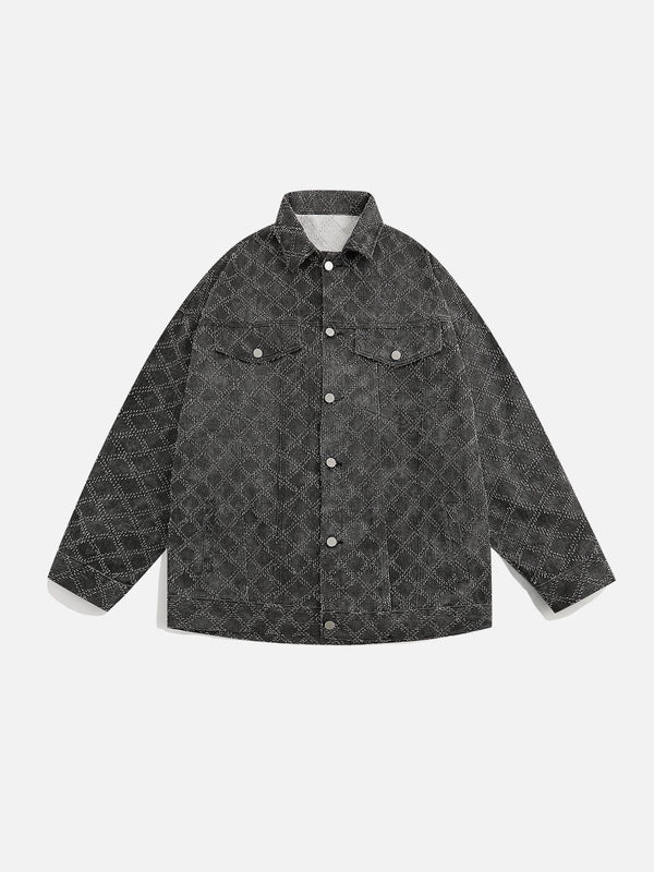 Evapacs - Solid Plaid Denim Jacket- Streetwear Fashion - evapacs.com