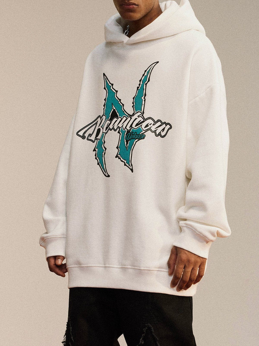 Evapacs - Spiked Shell Letter Foam Print Hoodie- Streetwear Fashion - evapacs.com