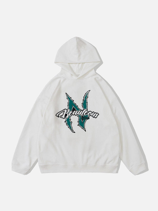 Evapacs - Spiked Shell Letter Foam Print Hoodie- Streetwear Fashion - evapacs.com