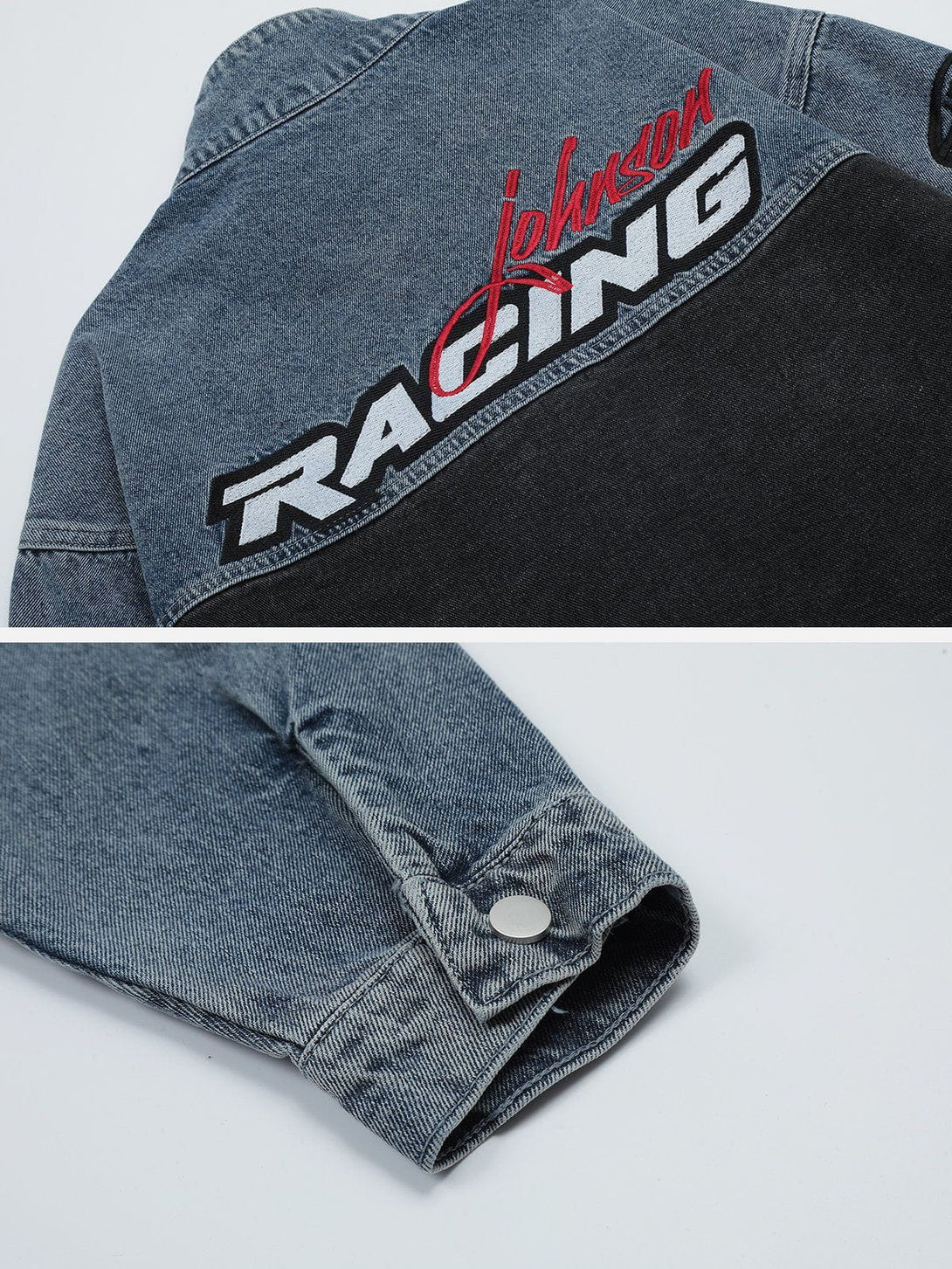 Evapacs - Splicing Racing Denim Jacket- Streetwear Fashion - evapacs.com