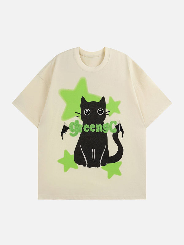 Evapacs - Star Cat Graphic Tee- Streetwear Fashion - evapacs.com