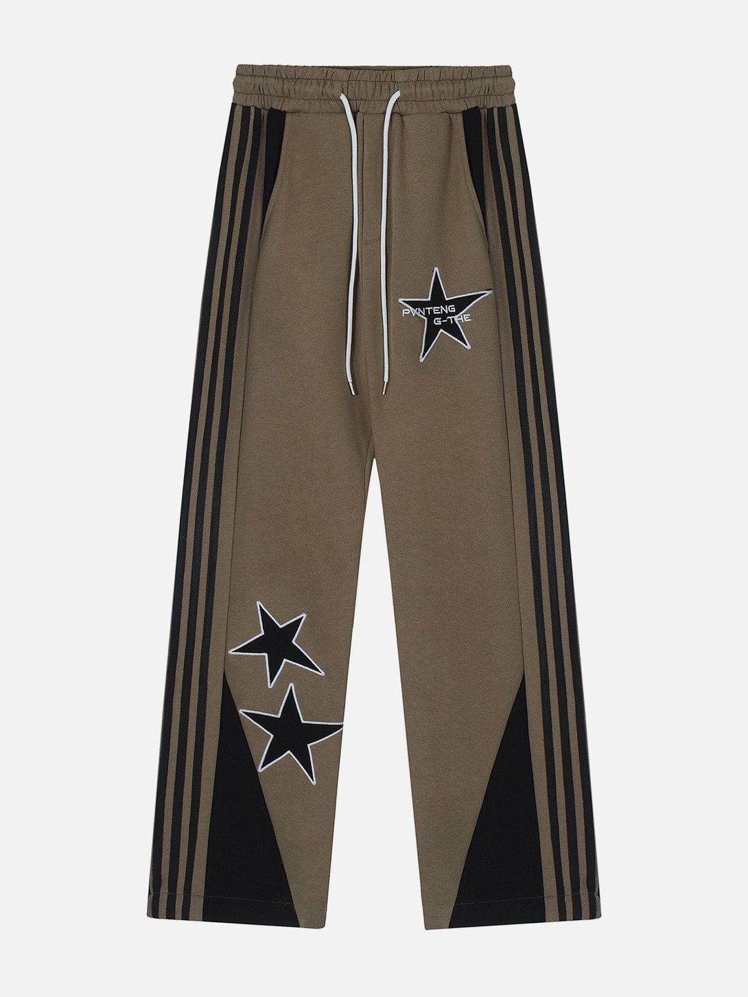 Evapacs - Star Embroidered Side Stripe Sweatpants- Streetwear Fashion - evapacs.com