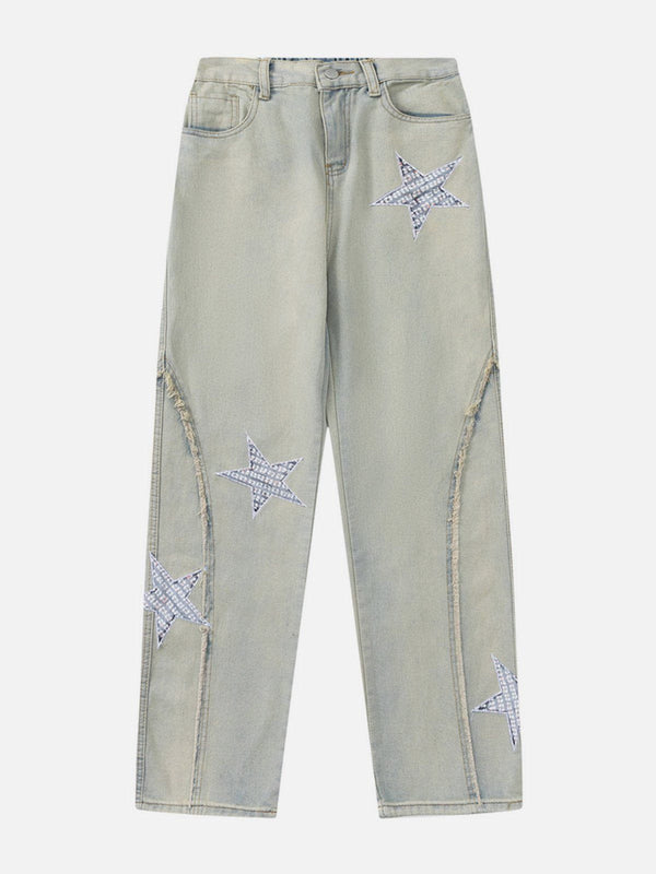 Evapacs - Star Embroidery Jeans- Streetwear Fashion - evapacs.com