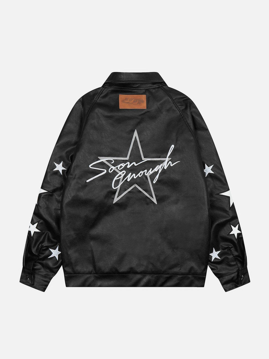 Evapacs - Star Embroidery Leather Jacket- Streetwear Fashion - evapacs.com