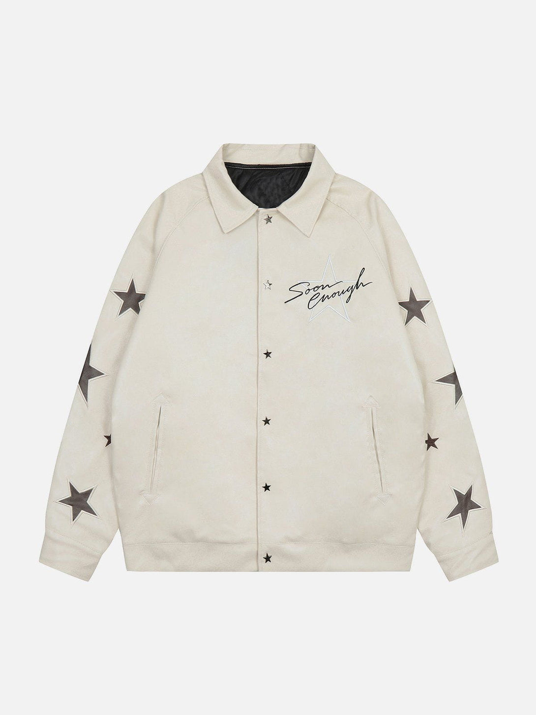 Evapacs - Star Embroidery Leather Jacket- Streetwear Fashion - evapacs.com