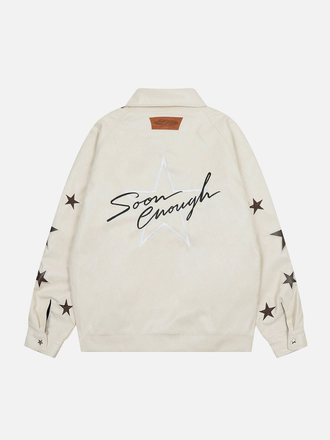 Evapacs - Star Embroidery Leather Jacket- Streetwear Fashion - evapacs.com