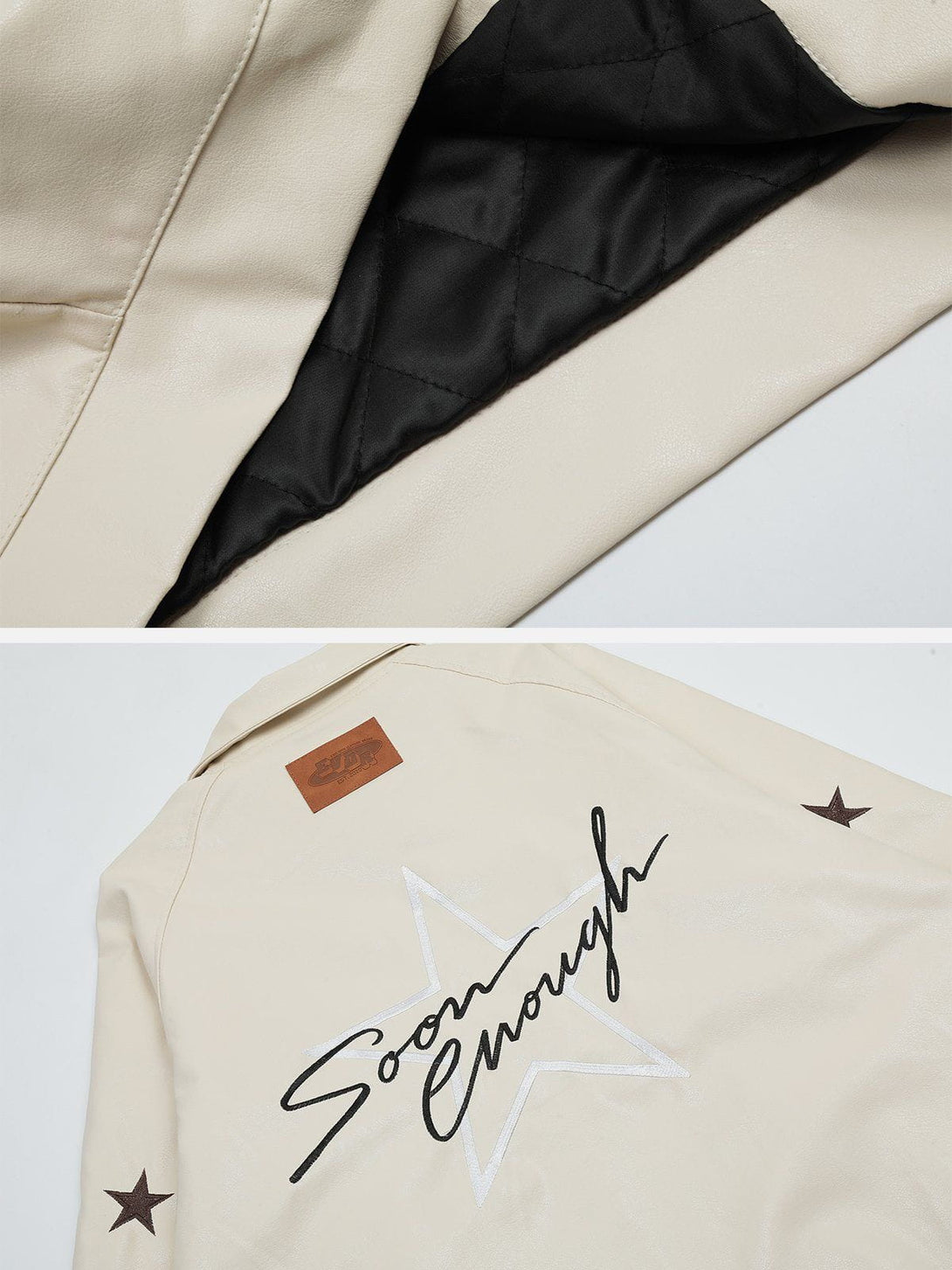 Evapacs - Star Embroidery Leather Jacket- Streetwear Fashion - evapacs.com