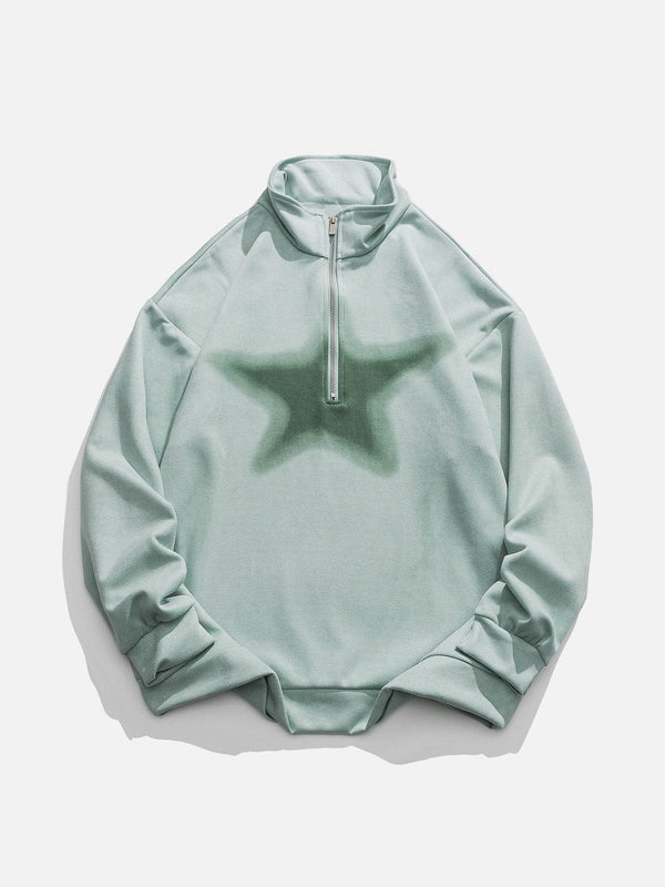 Evapacs - Star Half Zip Up Sweatshirt- Streetwear Fashion - evapacs.com