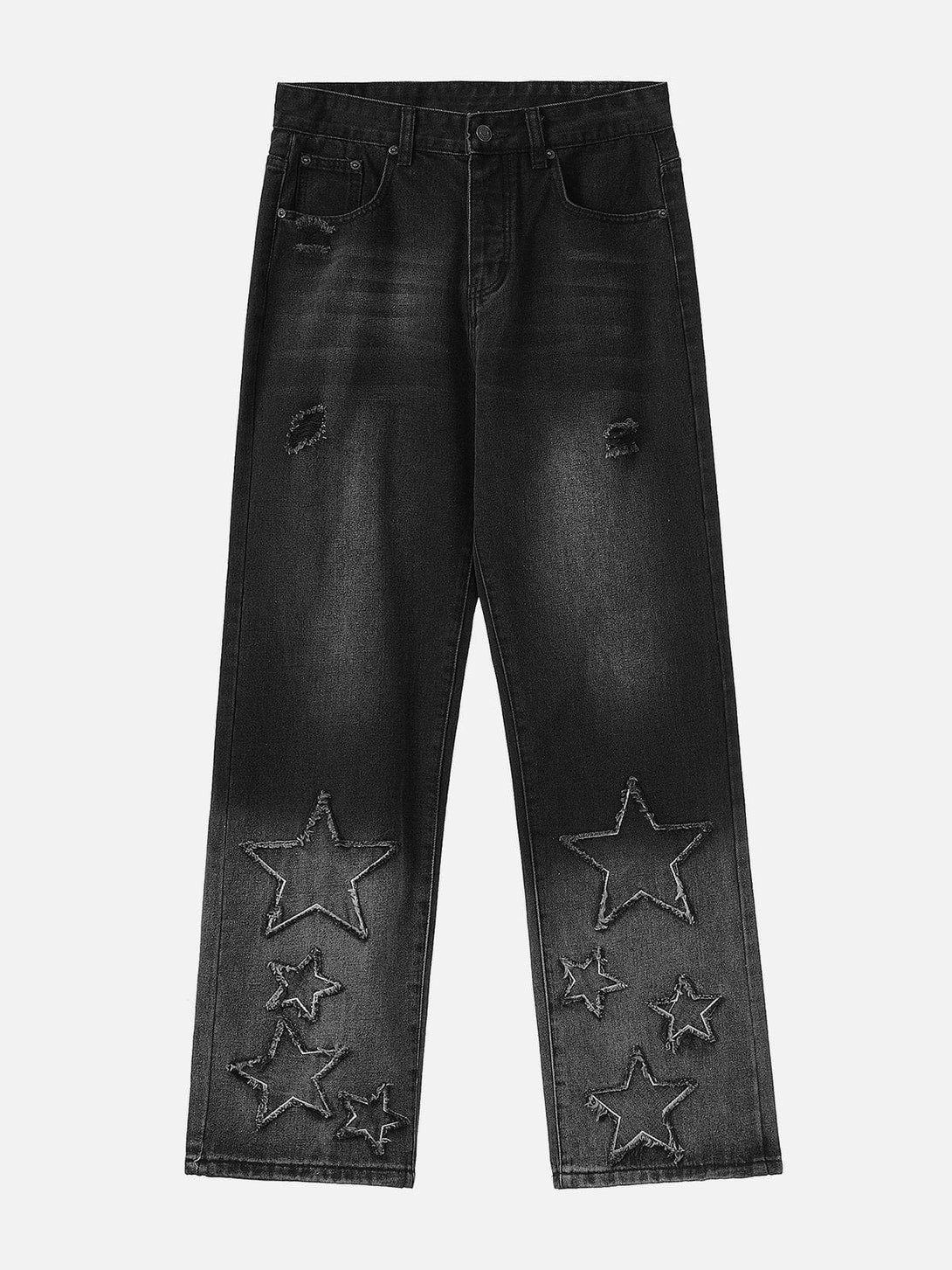 Evapacs - Star Print Patchwork Jeans- Streetwear Fashion - evapacs.com