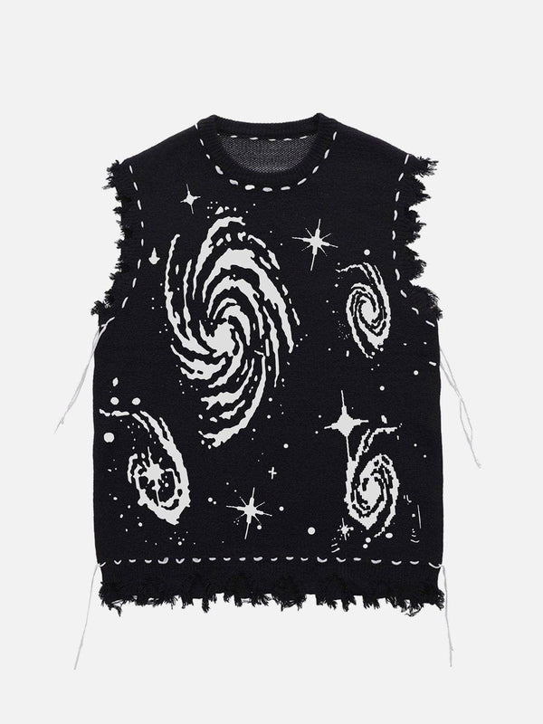 Evapacs - Starry Night Swirl Graphic Sweater Vest- Streetwear Fashion - evapacs.com