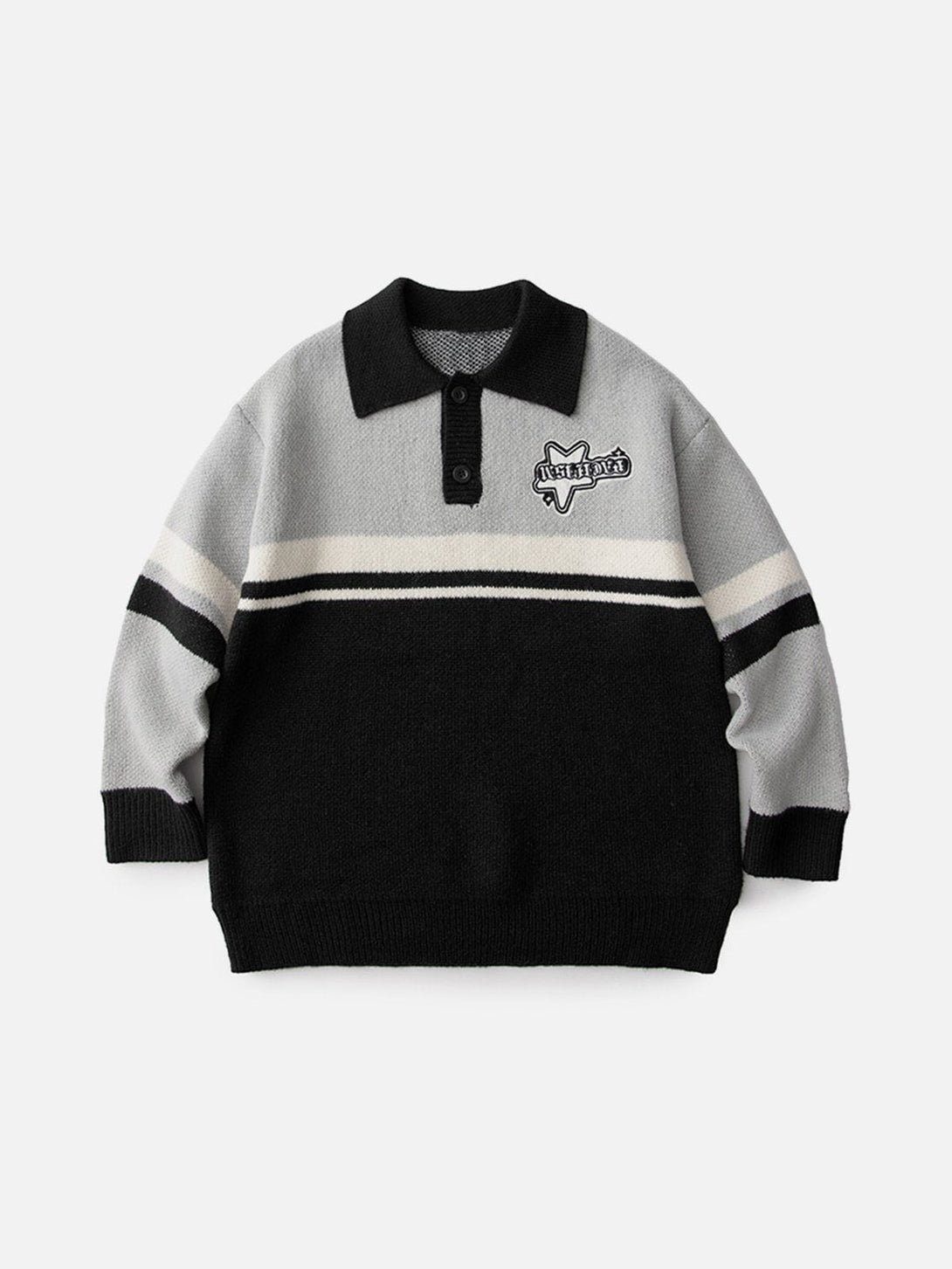 Evapacs - Stars Knit Polo Sweater- Streetwear Fashion - evapacs.com