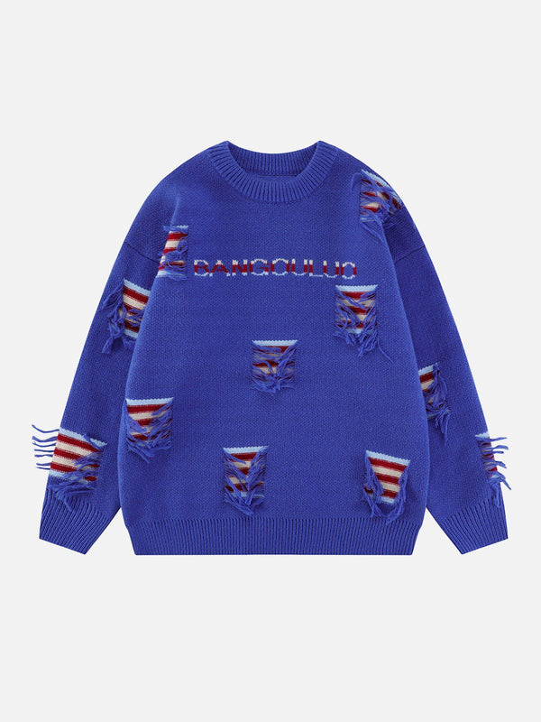 Evapacs - Stripe Hole Sweater- Streetwear Fashion - evapacs.com