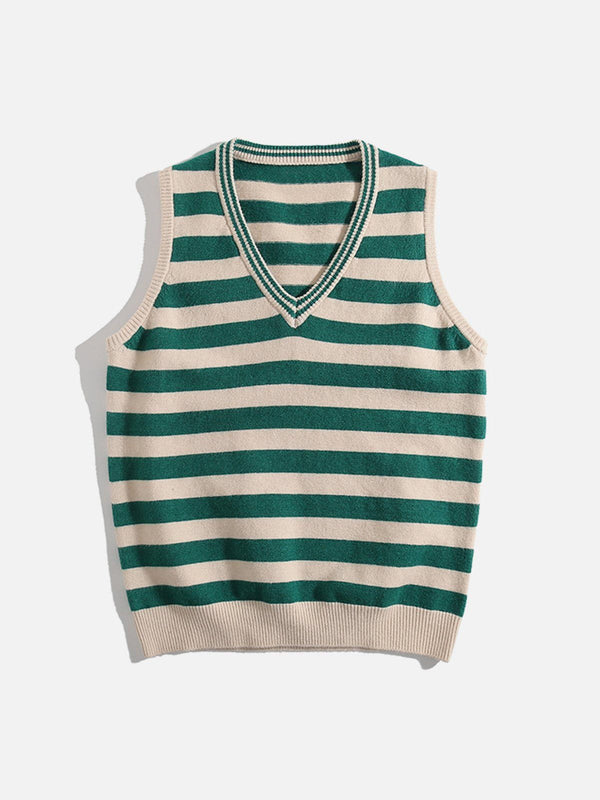 Evapacs - Striped Color Blocking Sweater Vest- Streetwear Fashion - evapacs.com