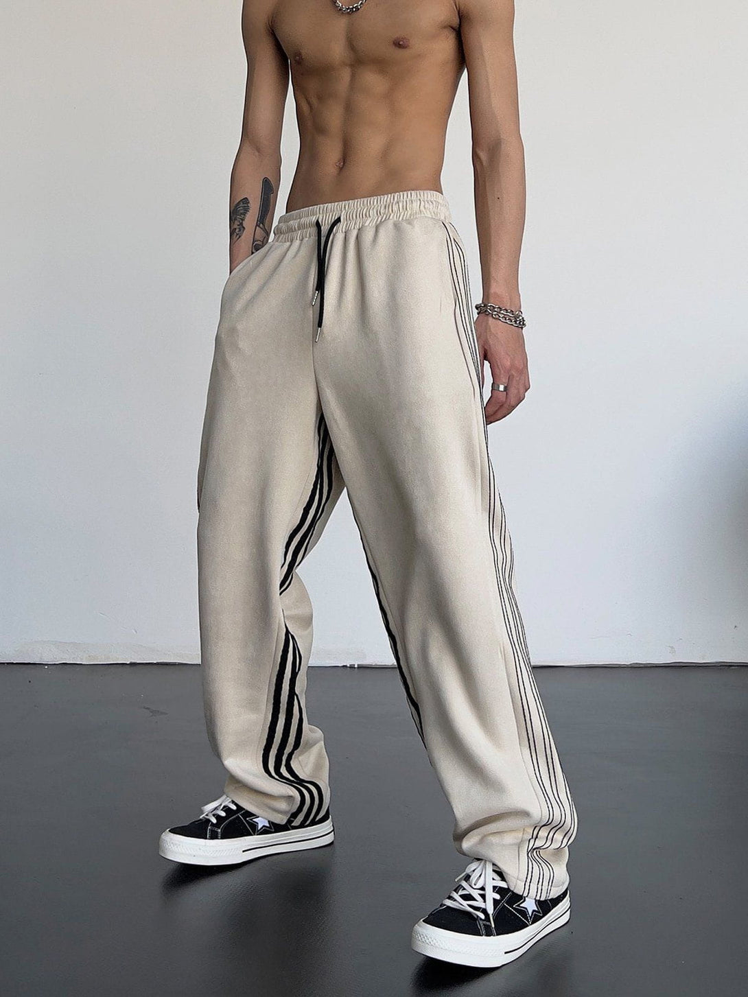 Evapacs - Striped High Waist Sweatpants- Streetwear Fashion - evapacs.com