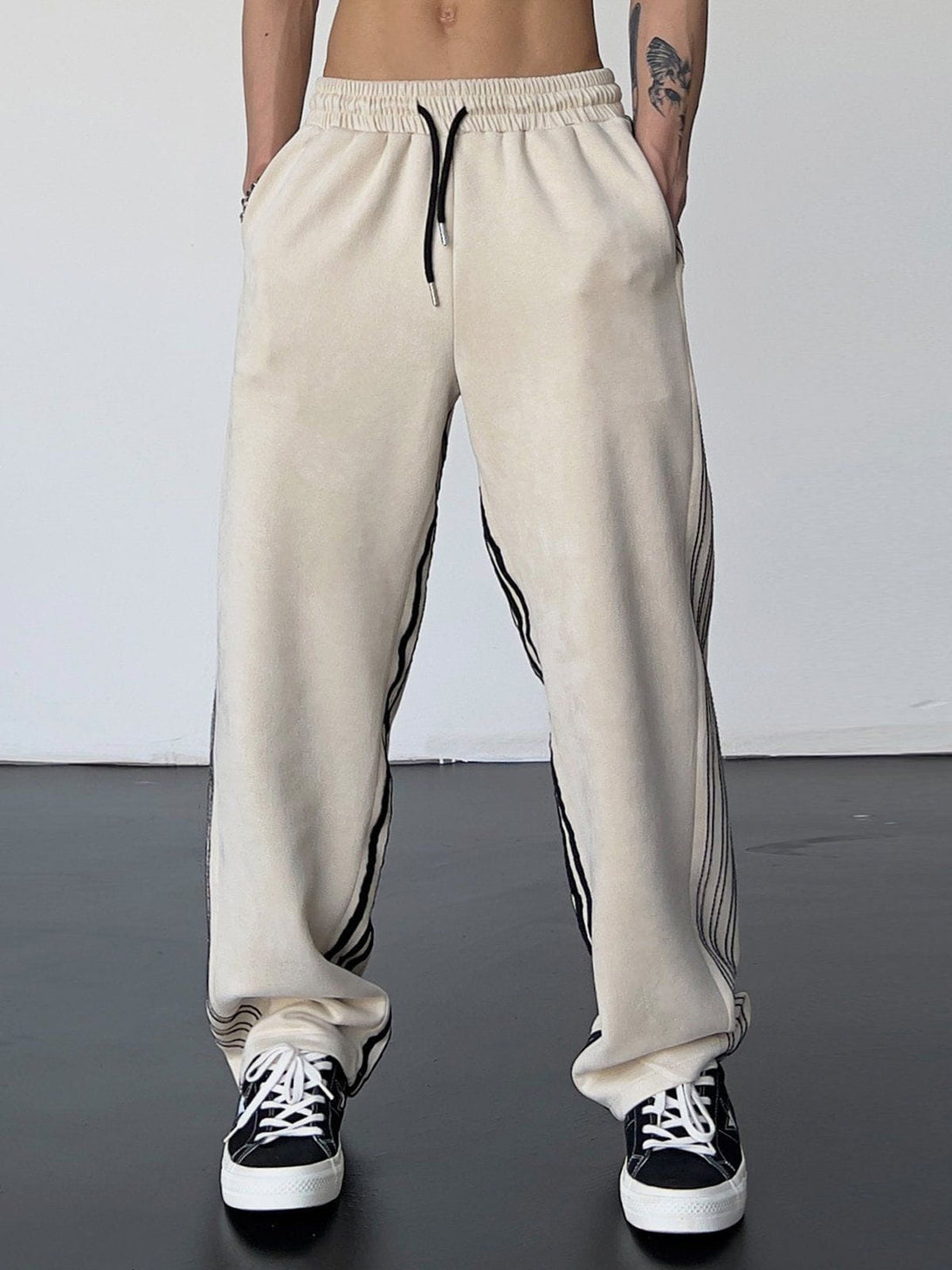 Evapacs - Striped High Waist Sweatpants- Streetwear Fashion - evapacs.com