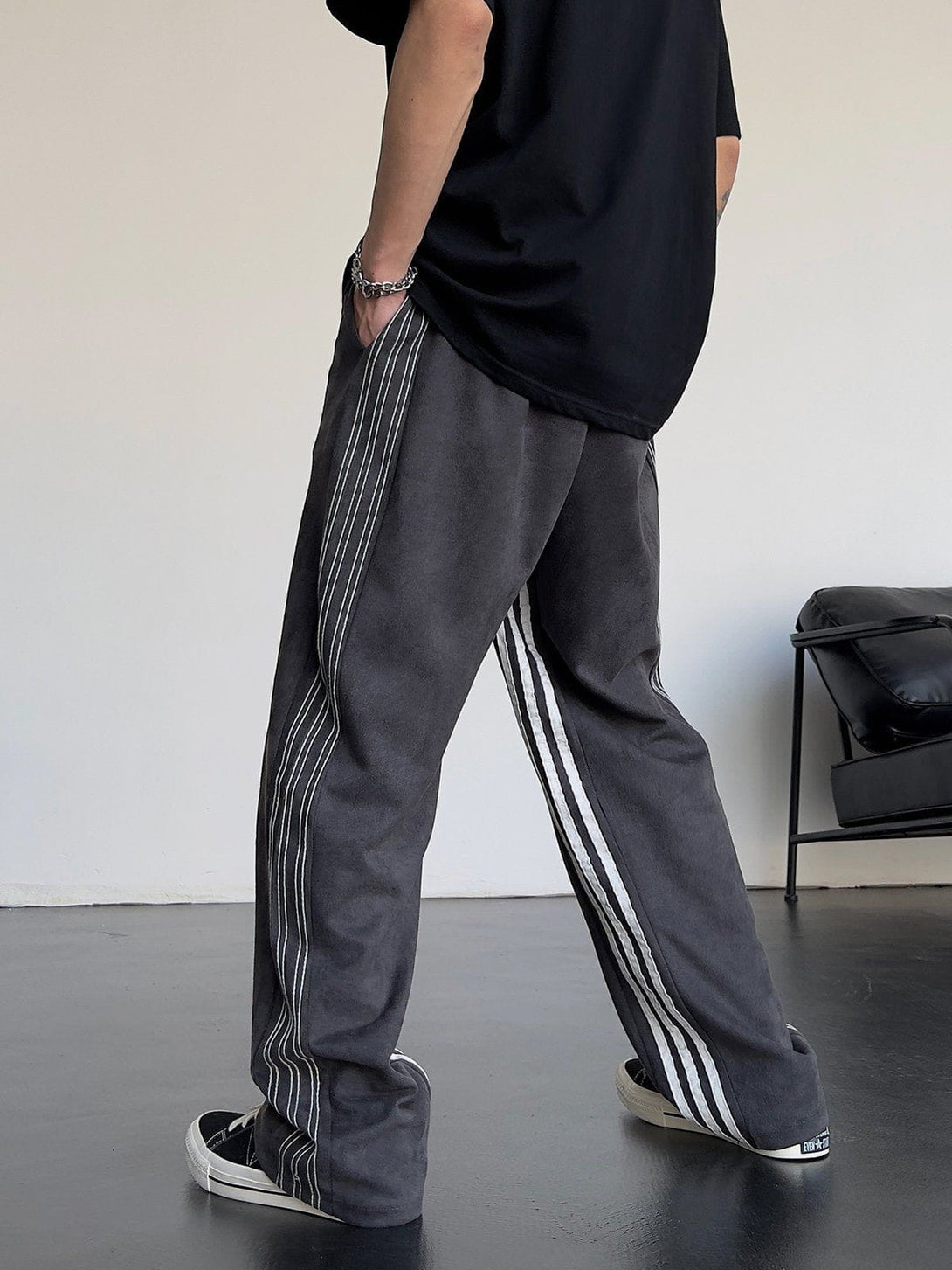 Evapacs - Striped High Waist Sweatpants- Streetwear Fashion - evapacs.com