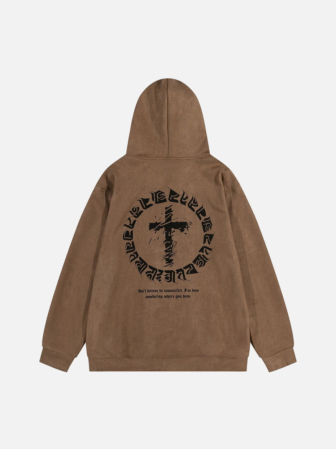 Evapacs - Suede Cross Print Hoodie- Streetwear Fashion - evapacs.com