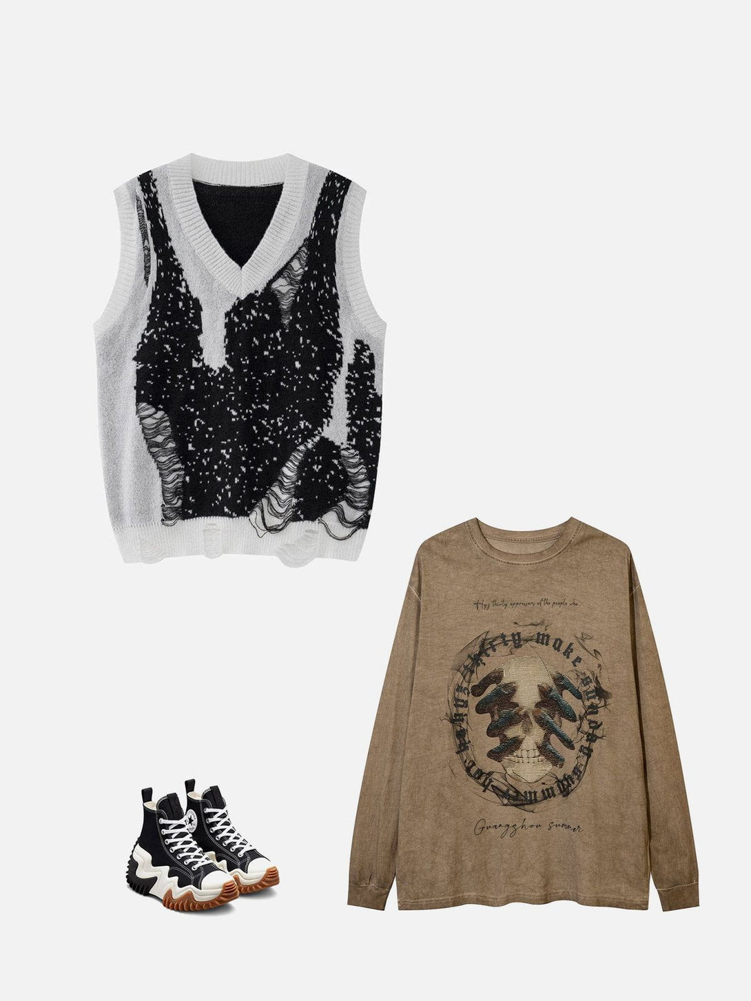 Evapacs - "Tangle" Color Mixing Knit Sweater Vest- Streetwear Fashion - evapacs.com