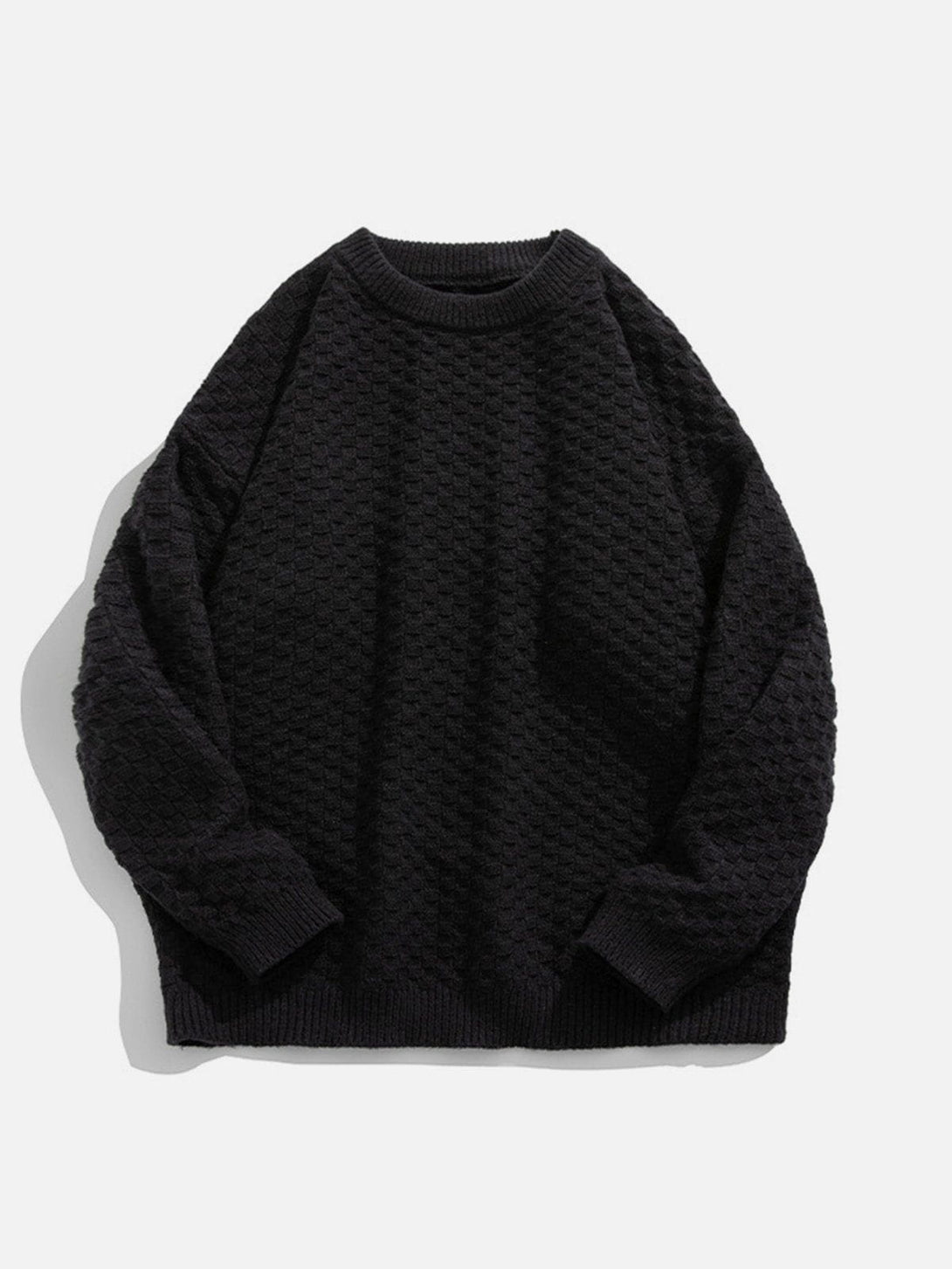Evapacs - Textured Solid Color Sweater- Streetwear Fashion - evapacs.com