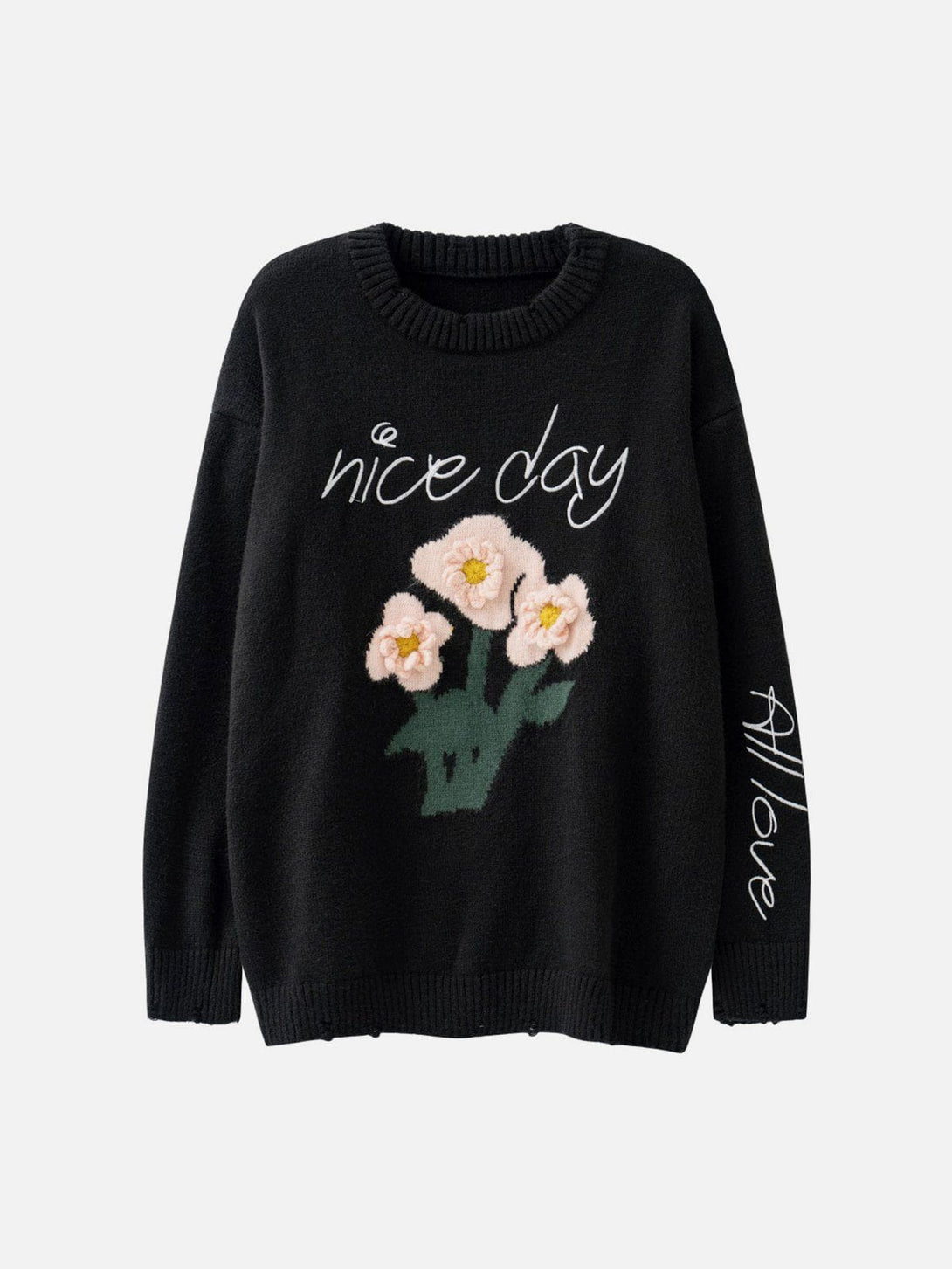 Evapacs - Three-Dimensional Flowers Sweater- Streetwear Fashion - evapacs.com