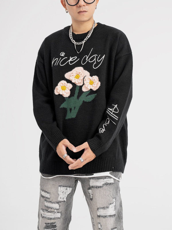 Evapacs - Three-Dimensional Flowers Sweater- Streetwear Fashion - evapacs.com