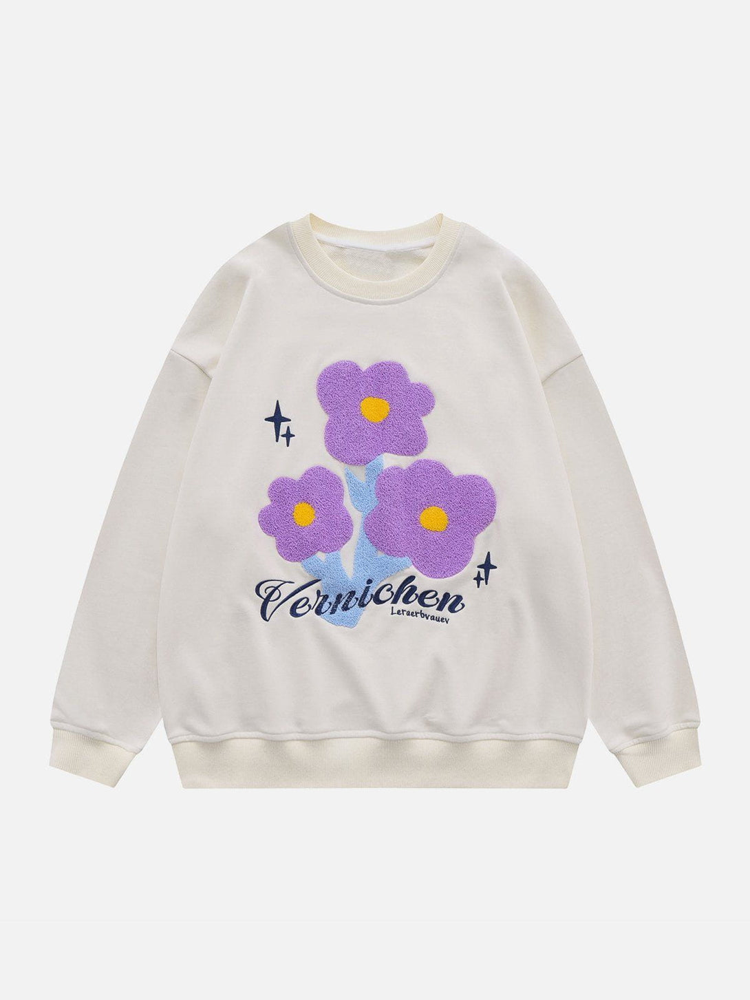 Evapacs - Towel Embroidery Flower 3D Dimensional Design Sweatshirt- Streetwear Fashion - evapacs.com