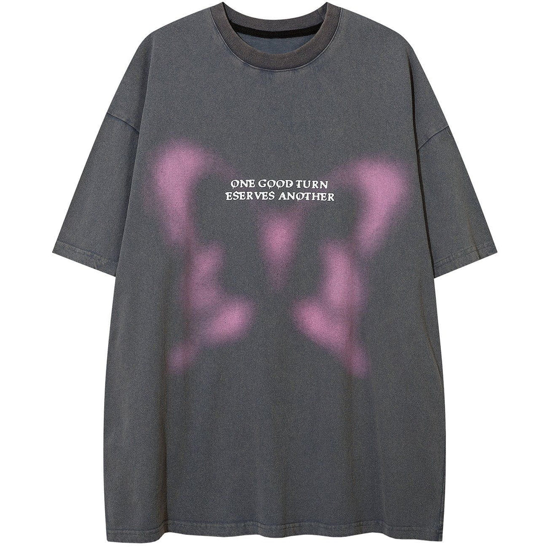 Evapacs - Unreal Butterfly Washed Graphic Tee- Streetwear Fashion - evapacs.com