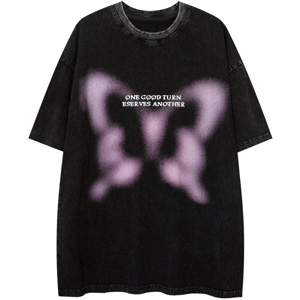 Evapacs - Unreal Butterfly Washed Graphic Tee- Streetwear Fashion - evapacs.com